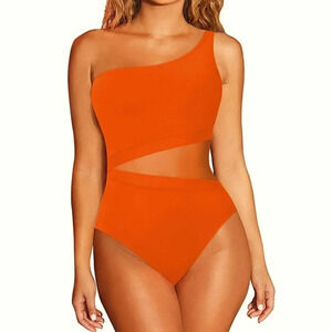 Bleu Rod Beattie Orange One-Shoulder One Piece